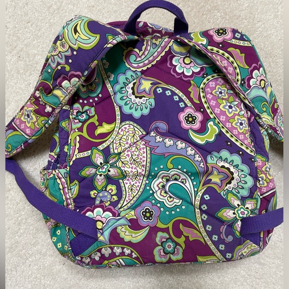Used Purple and Green Vera Bradley soft backpack - Picture 2 of 7